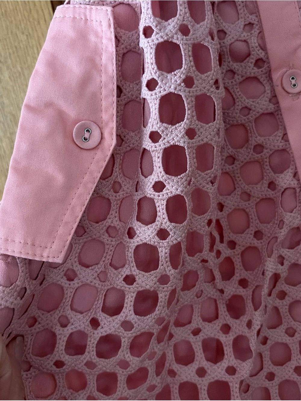 Pink Eyelet Ruffle Wrap Dress - Picture 4 of 5